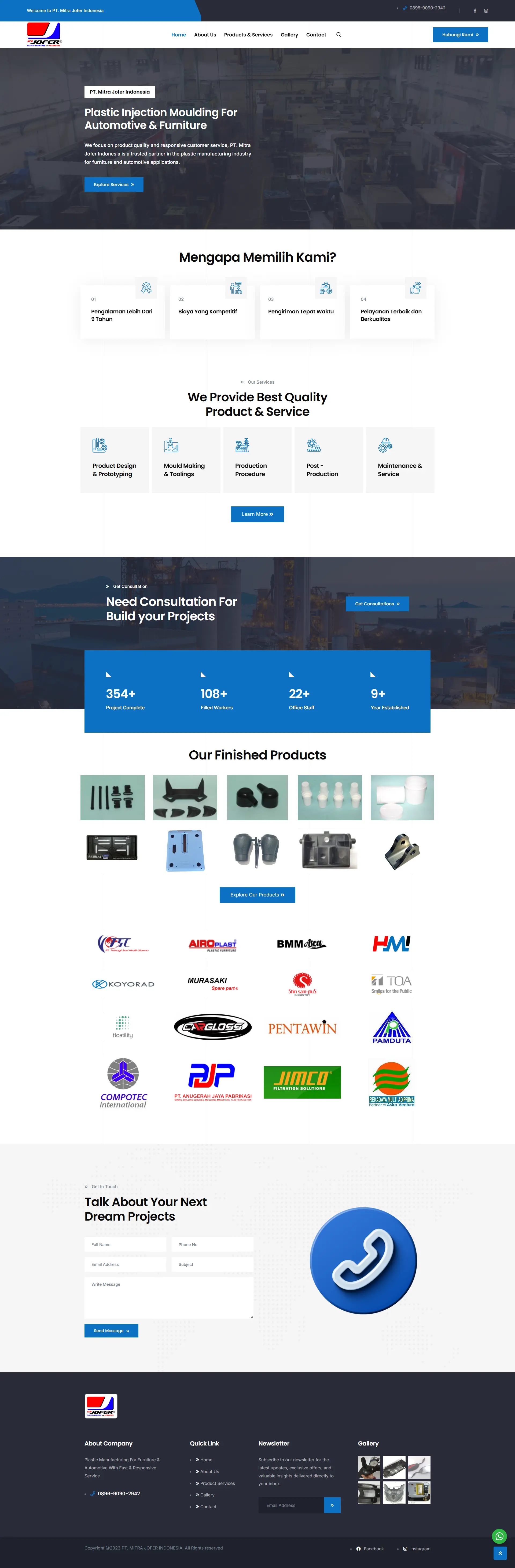 Tampilan website Mitra Jofer