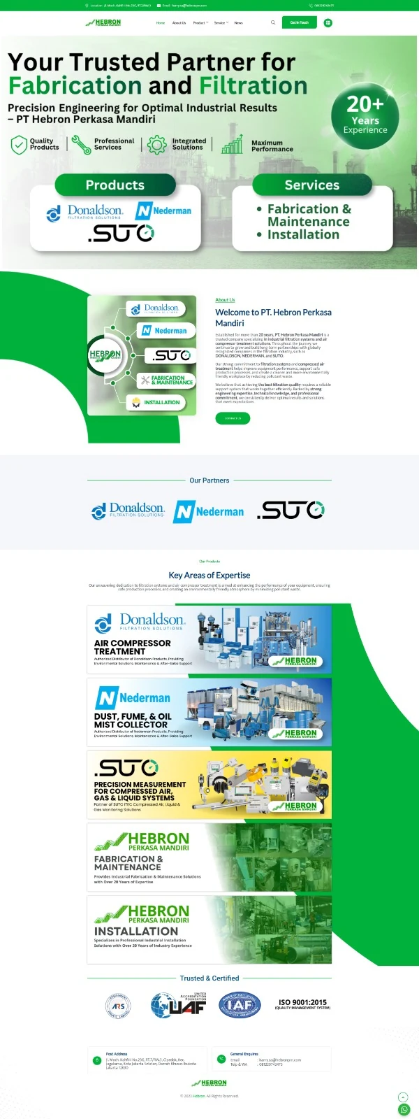 Tampilan website Hebron Perkasa Mandiri