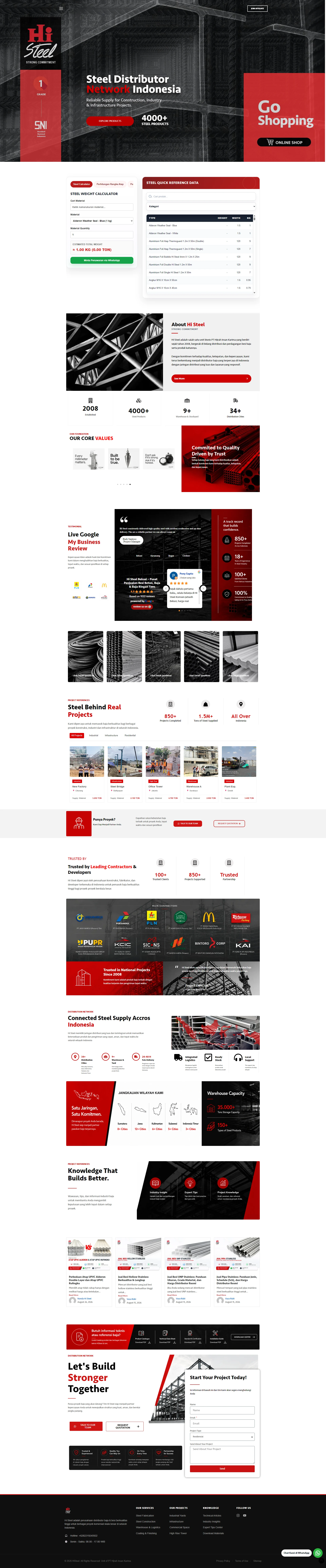 Website Hi Steel — distributor besi baja nasional oleh Digital Djaya